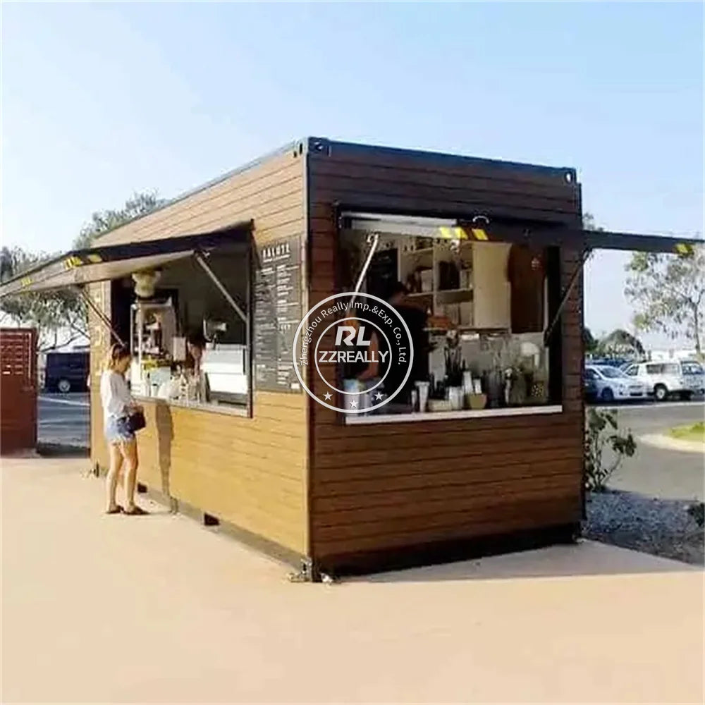 2025 Tuck Shop 40ft Expandable Steel Sandwich Panel Movable Fast Food Restaurant Coffee Shop Food Kiosk Container