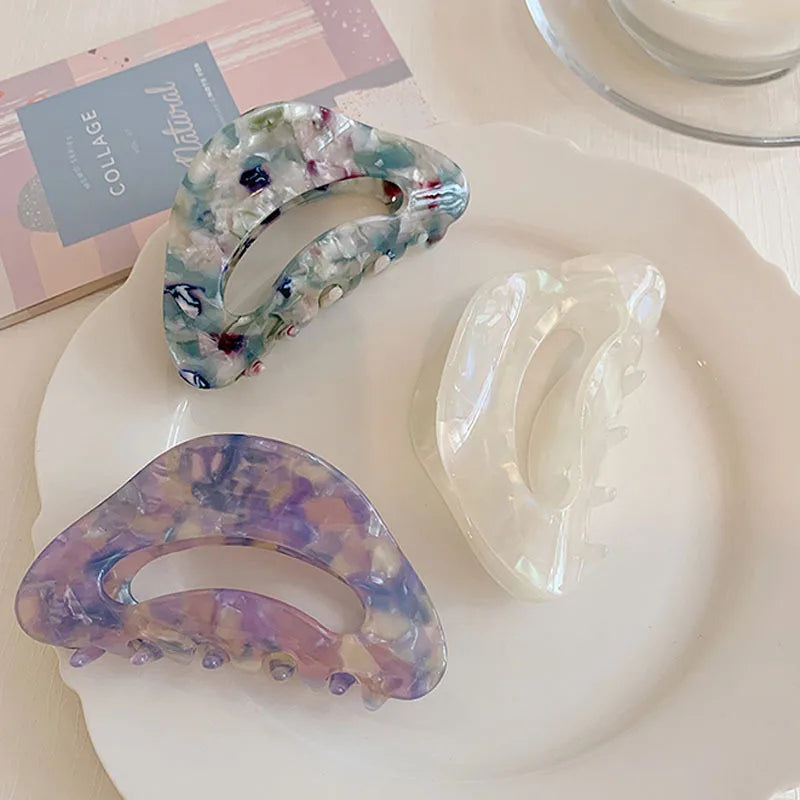 Hot Selling Ink Leopard Print Acetate Hair Claw Clip French Wild Mermaid Color Hair Clip for Girls