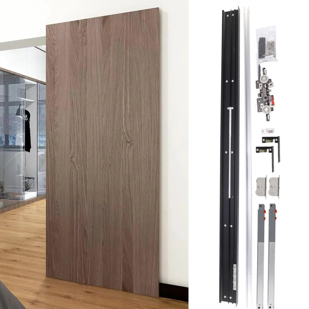 RHETECH Heavy Duty Concealed Soft Close Mechanism DIY Sliding Barn Door Hardware Durable Aluminum Alloy Kitchen Living Room