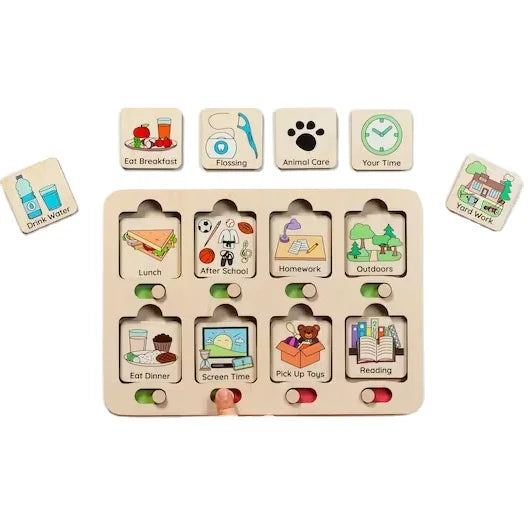 Custom Wood Toddler Chore Chart for Kids' Daily Routine for Teaching Responsibility