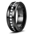 OAHLAN 8mm Black Zircon Inlay Tungsten Carbide Rings Engagement Wedding Bands High Polished Jewelry 8mm Black for Men
