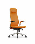 High Back Luxury Ergonomic Executive PU Leather Office Chair with 2D Aluminium Armrest and PU Armpad Office Desk and Chair Set