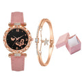 Wholesale 2pcs /Set Trend Girls Fashion Alloy Watch Simple Bracelet Gift Box