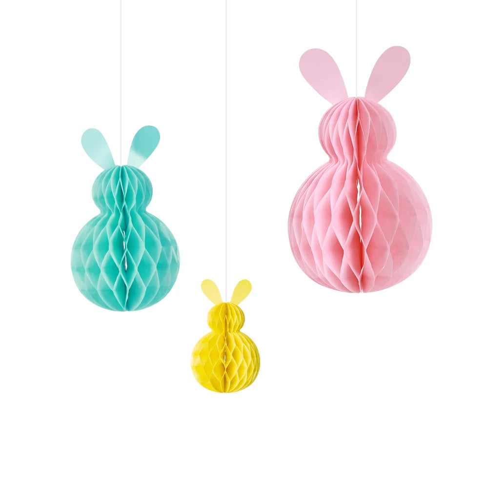 Wholesale Easter Bunnies Rabbit Ornament Paper Crafts Honeycomb Ball Honeycomb Decor for Easter Decoration