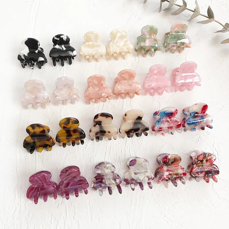 Korean INS Small Cellulose Leopard Mottled Tortise Acetate Acrylic Octopus Hair Claw Clips Accessories for Woman