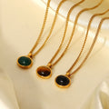 Colares Inoxidavel Original Black Onyx Chrysoprase Tiger's Eye Stone Necklace Collana Choker 18k Gold Pvd Necklace
