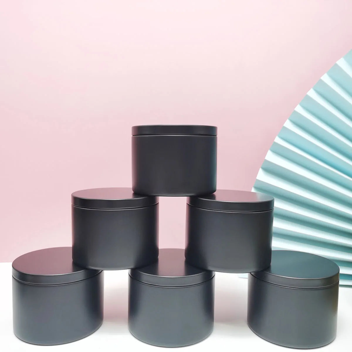 Large Metal Black Travel Tin Candles Jars Cans Round Rose Gold Scented 8oz 10oz 16oz Candle Tins Container with Lid
