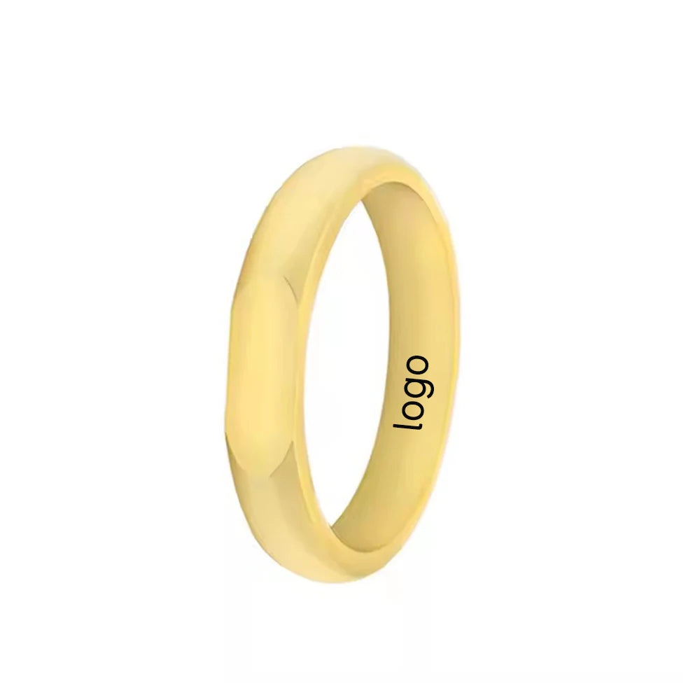 ShuoyeW New 4mm Copper Ring Silver Rose Gold Ins Black Technology Diffraction Projection love Copper Ring Finger Rings