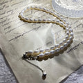 Advanced Sense-to-Wear S925 Silver Buckle Unisex Stainless Steel Natural Freshwater Pearl Necklace Free Rice Grain Clavicle