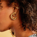 Vintage Stainless Steel 18k Thick Gold Hoop Croissant Earrings Luxury Chunky Twist Hoop Earring For Women