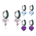 C8213 Abiding Factory Heart Shape Natural Rose Quartz Amethyst Sky Blue Topaz 925 Sterling Silver Hoop Earrings