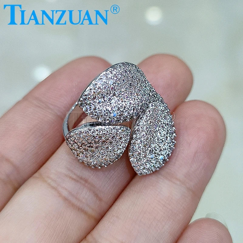 8.3mm Linear Guide Triangle Sterling 925 Silver Hip Hop Moissanite Ring Men Women Diamonds Male Fine Jewelry