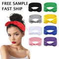 Custom Logo Fashionable Rabbit Ear Hair Accessories Elastic Cross Headband Fabric Sports Yoga Sweatband Hair Accessories