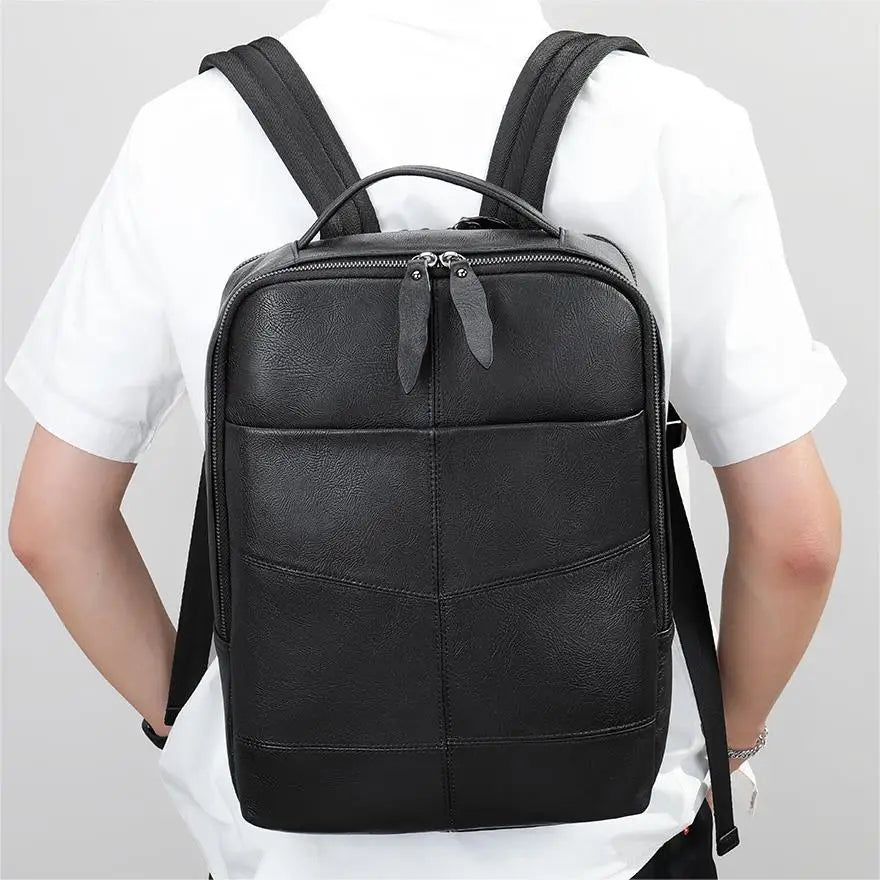 MARRANT Men Business Laptop Backpack Bag Large Capacity Genuine Leather Waterproof Leather Backpack Men Leather Laptop Backpack