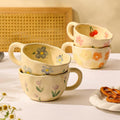 Cream Color Handpainted Ceramic Coffee Cup Irregular Breakfast Afternoon Tea Milk Oatmeal Mug With Handle Restaurant Drinkware