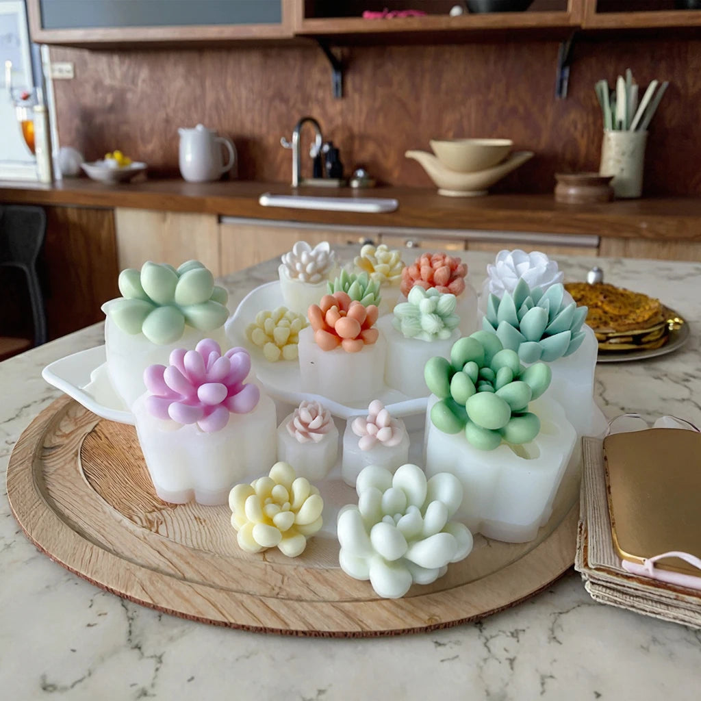 3D DIY Succulent Silicone Mold Aromatherapy Handmade Soap Cactus Silicone Mold Candle Making
