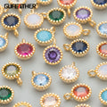 ME55 DIY Pendants Necklace Making Findings 18K Gold Plated Brass Cubic Zirconia 10pcs/Lot Jewelry Accessories Birthstone Charms"