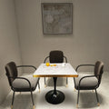 Dining Room Furniture White Marble Table Top with Black Tulip Metal Base