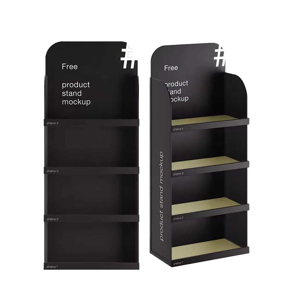 Custom Black Cardboard Display Rack Stylish Product Showcase for Stores Supermarkets