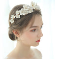 Women Leather Crown Tiara Handmade Bridal Tiaras  Popular White Flower Crowns