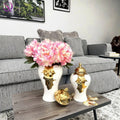 Factory Supply European Electroplated Gold Ceramic Ginger Jar Table Vase With Lid Decoration Light Luxury Porch Decoration
