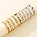 Luxury 6MM Natural Stone Bead Chain Bracelets Multilayer Paper Clip Chain Stainless Steel 18K Plated Chain Crystal Bracelet