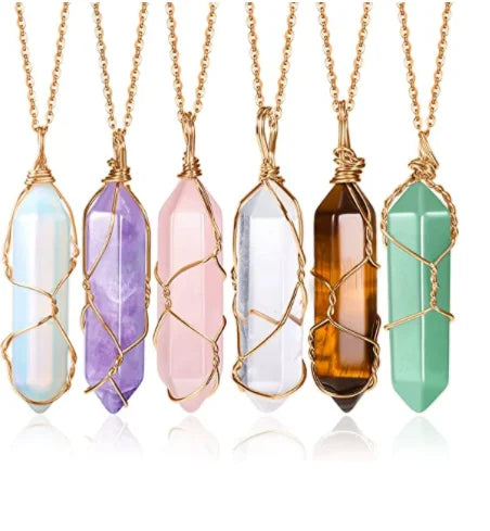 Healing Precious Rose Quartz Gemstone Reiki Pendant Copper Wrapped Spiritual Crystal Heishi Energy Pendant Jewelry Making DIY