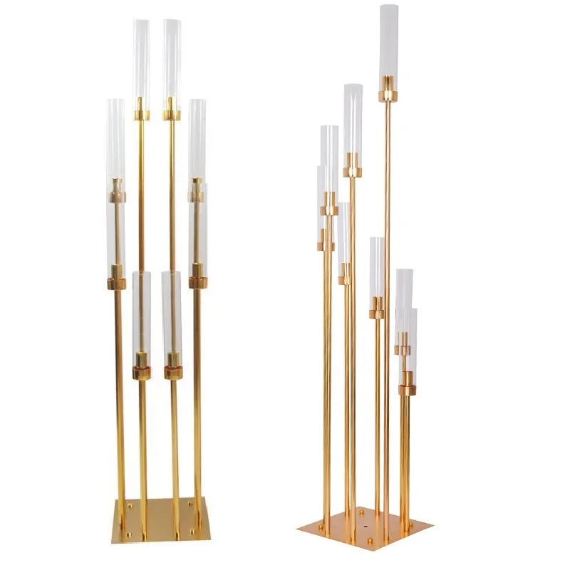 8-Head Gold Metal Candelabra Pillar Candlestick Wedding Stand Road Lead Table Centerpiece for Home Decoration for Home Decor