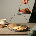 Unique Iron Kitchen Storage Plates Metal Breakfast Fruit Bread Basket With Handle Home Restaurant Serving Plate Photography Prop