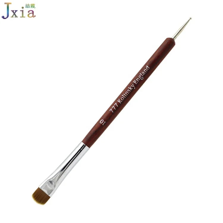 Jiexia Rose Wood Handle 2 Way Oval Gel Nail Art 8# 10# 12# 14# Kolinsky French Brush with Dotting Tool