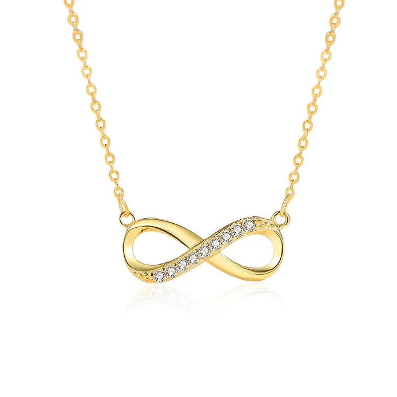 Best Selling 925 Sterling Silver Infinity Necklaces Trendy Style with Zircon Main Stone for Anniversary