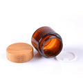 50G 100G Wood and Bamboo Lid 250ml Amber Glass Cosmetic Jars Plastic Jars with Unique Lid Design