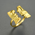Lotus Fun Handmade Wholesale 925 Sterling Silver 18k Gold Plated Online Face to Face Kiss Adjustable Ring Women Fine Jewellery