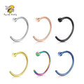 ASTM F136 Titanium 20G Plated Hook Studs Hoop Nose Ring Fashion Jewelry Piercing Jewelry Earring Body Daith Piercing