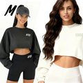 Custom Hoodie Printing Pullover Streetwear Embroidery Logo Crewneck Sweatshirt Cropped Yoga Gym Workout Sweat Shirt for Women