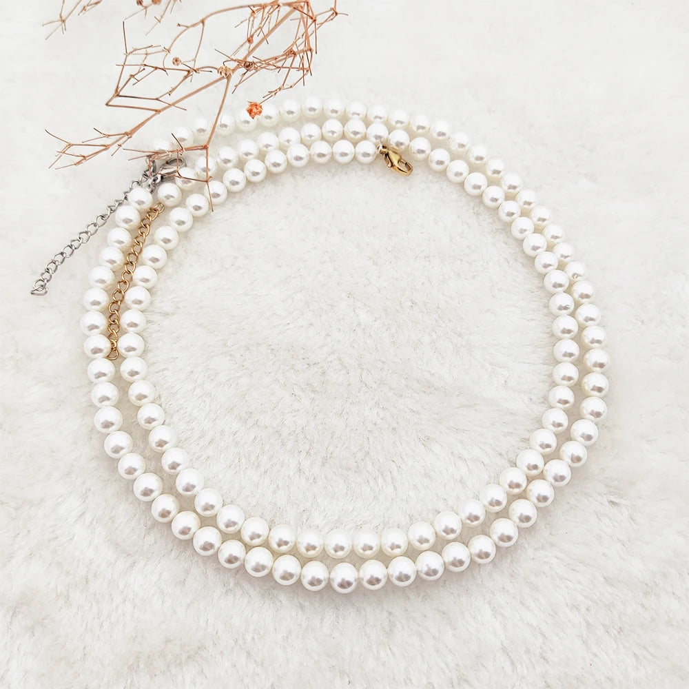 Trend Elegant Jewelry Trendy Wedding Big Pearl Necklace for Women Fashion White Pearl Choker Necklace for Girls