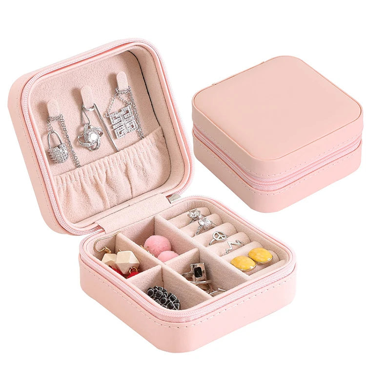 Hot Custom Pu Leather Portable Mini Jewelry Case Small Jewellery Organizer Storage Travel Jewelry Box