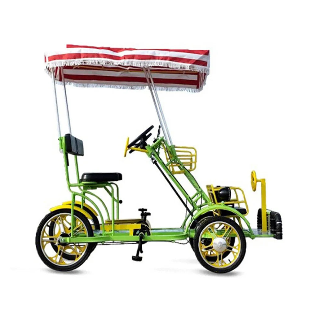 Family Cargo Electric Bike tandem Bike Roof Rack Sightseeing Vehicle Quadricycl a Vendr El Quadricycle 90cc