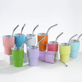 USA Hot Sell Mini Tumbler Wine Glass  2oz 3oz Sublimation Shot Glass with Lid Metal Tumbler with Straw Lid Miniature Tumbler