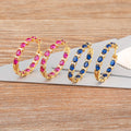 QIKU Luxury Large Circle Round 4 Colors Rhinestone Copper Zirconia Earrings Women Minimalist Gold Plated Accessories Party Gift