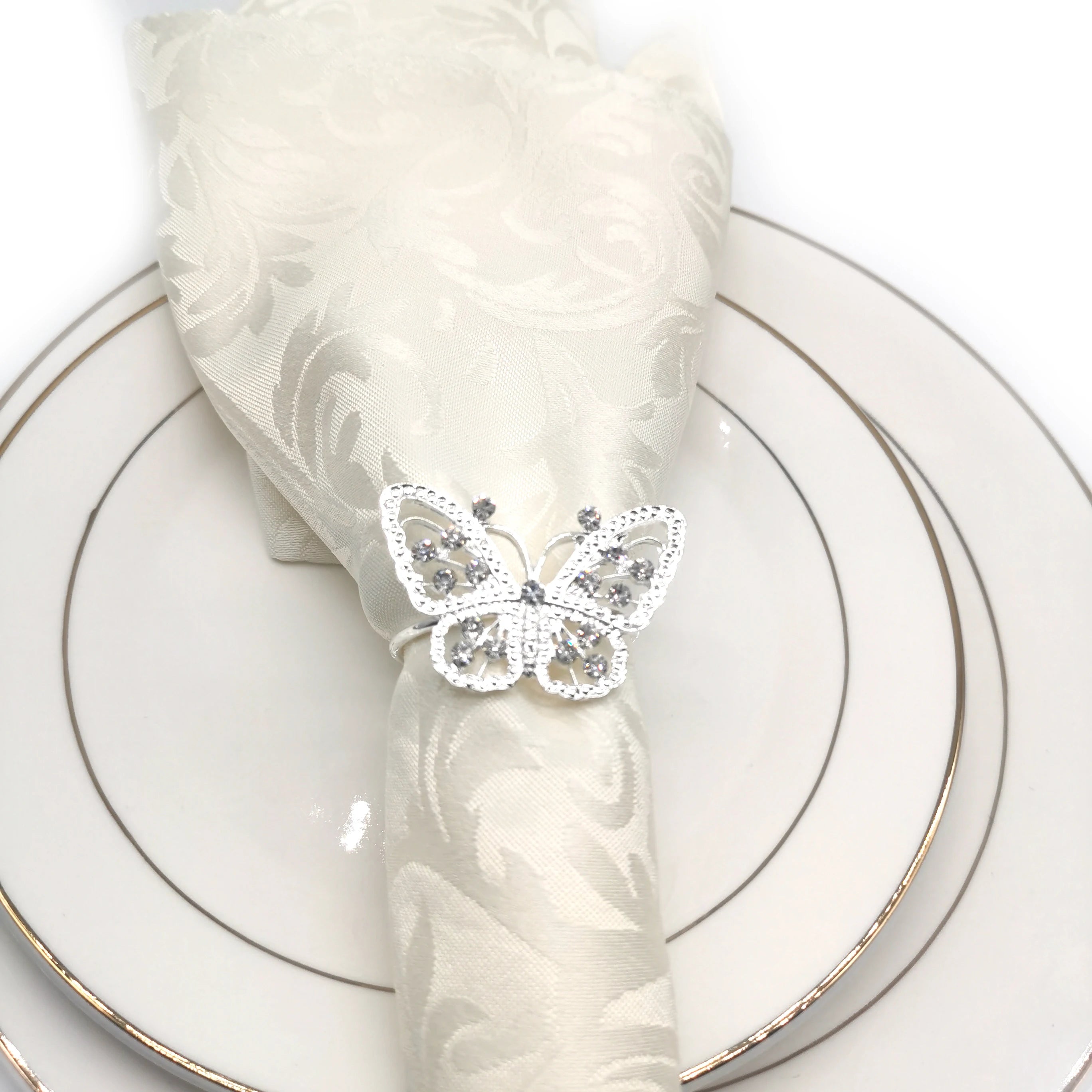 New Arrival Metal Butterfly Rhinestone Napkin Ring Wedding Napkin Holder Banquet Table Decoration Wholesale
