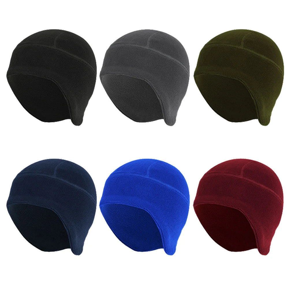 Skull Cap With Ear Covers Outdoor Cycling Polar Fleece Beanie Cap Liner Winter Warm Windproof Sports Running Skiing Hat
