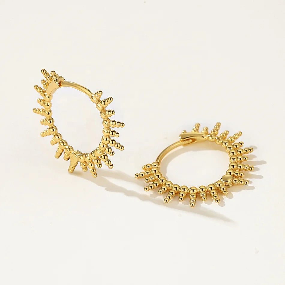 Nagosa Custom Jewelry 18k Gold Vermeil 925 Sterling Silver Sunburat Huggie Hoop Earrings