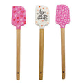 Manjia Factory Supply Wooden Silicone Kitchen Utensils Pink Ice Cream Shave Scraper Various Colors Spatula for Cooking