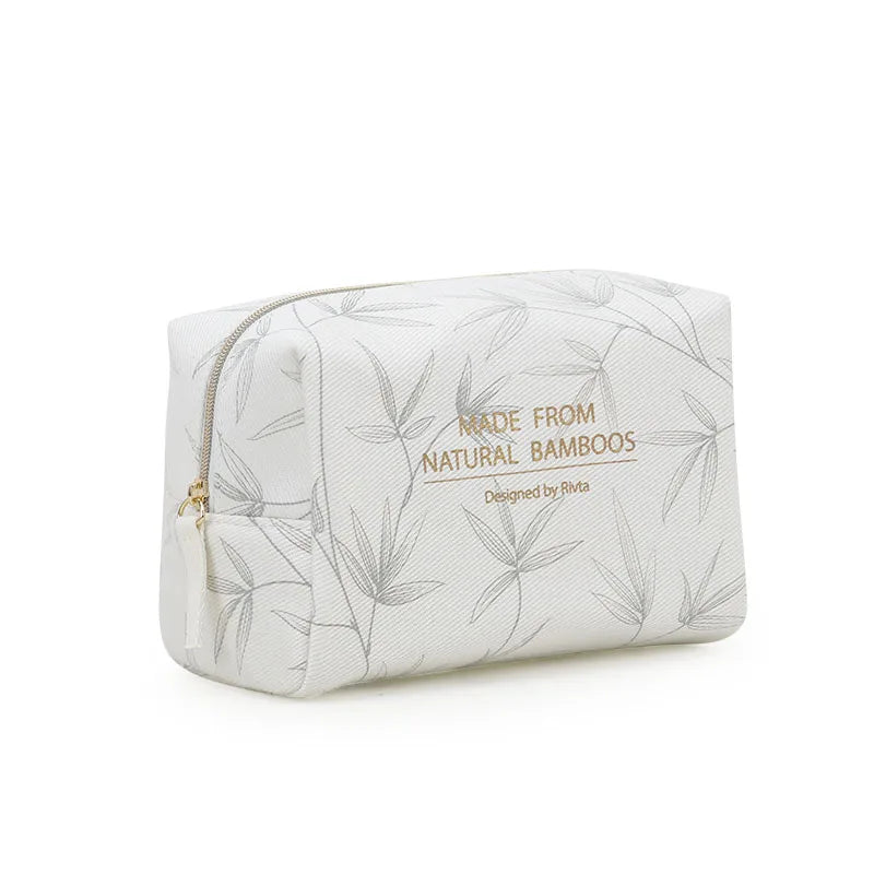 Manufacturer Water Print 100% Eco-friendly Women Travel  Bamboo Cosmetic Bag for Summer