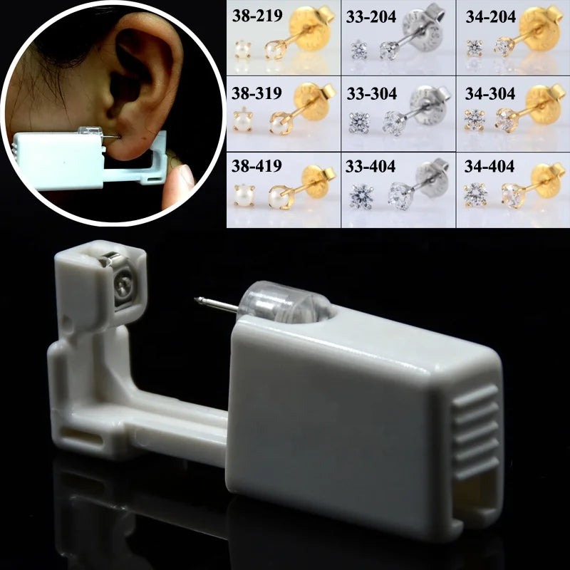 Wholesale Sterile 316L Surgical Steel Catch Zircon Ear Stud Disposable Ear Piercing Unit Safe Easy to Use Piercing Gun Kit