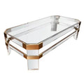 Nordic Modern Gold Metal Coffee Table Luxury Rectangular Center Tea Table with Tempered Glass Desktop for Living Room