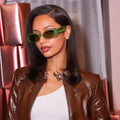 Sparloo 10808 Luxury Vintage Crystal Small Retro Rectangle Green Rhinestone Sunglasses