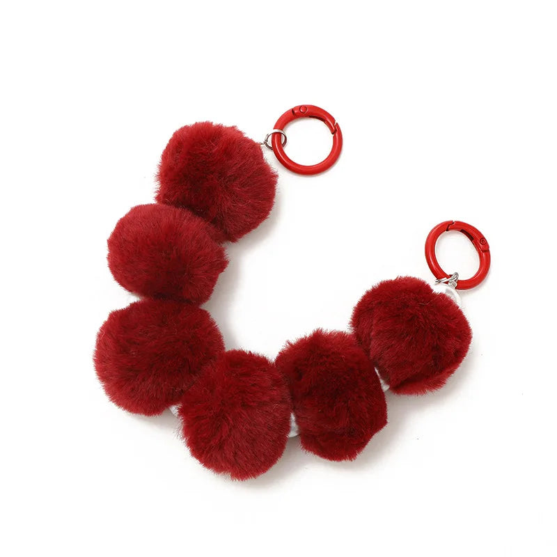 Pompom Cell Phone Straps Pendant Charm Non-slip Phone Lanyard Cute Pocket Keychain Strap for Phone Case Purse