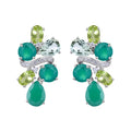 Abiding Latest Design Classic Pear Shape Agate Amethyst Peridot Natural Gemstone Sliver  Cluster Fashion Earrings Jewelry